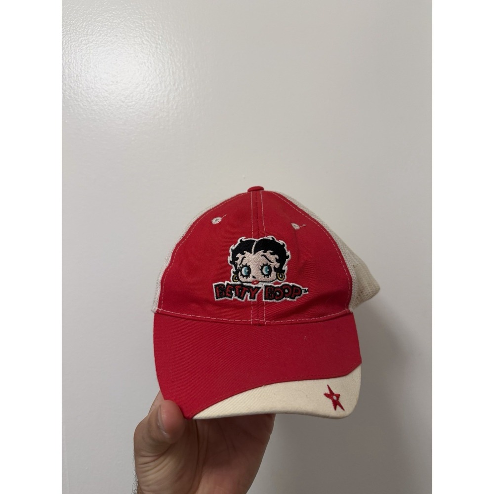 Vintage Y2K 2002 Betty Boop Red Trucker Hat Embroidered Love Strapback OS ADJ